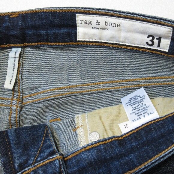 NWT rag & bone Nina in Atlantic High Rise Ankle Cigarette Stretch Jeans 31 - Picture 4 of 8